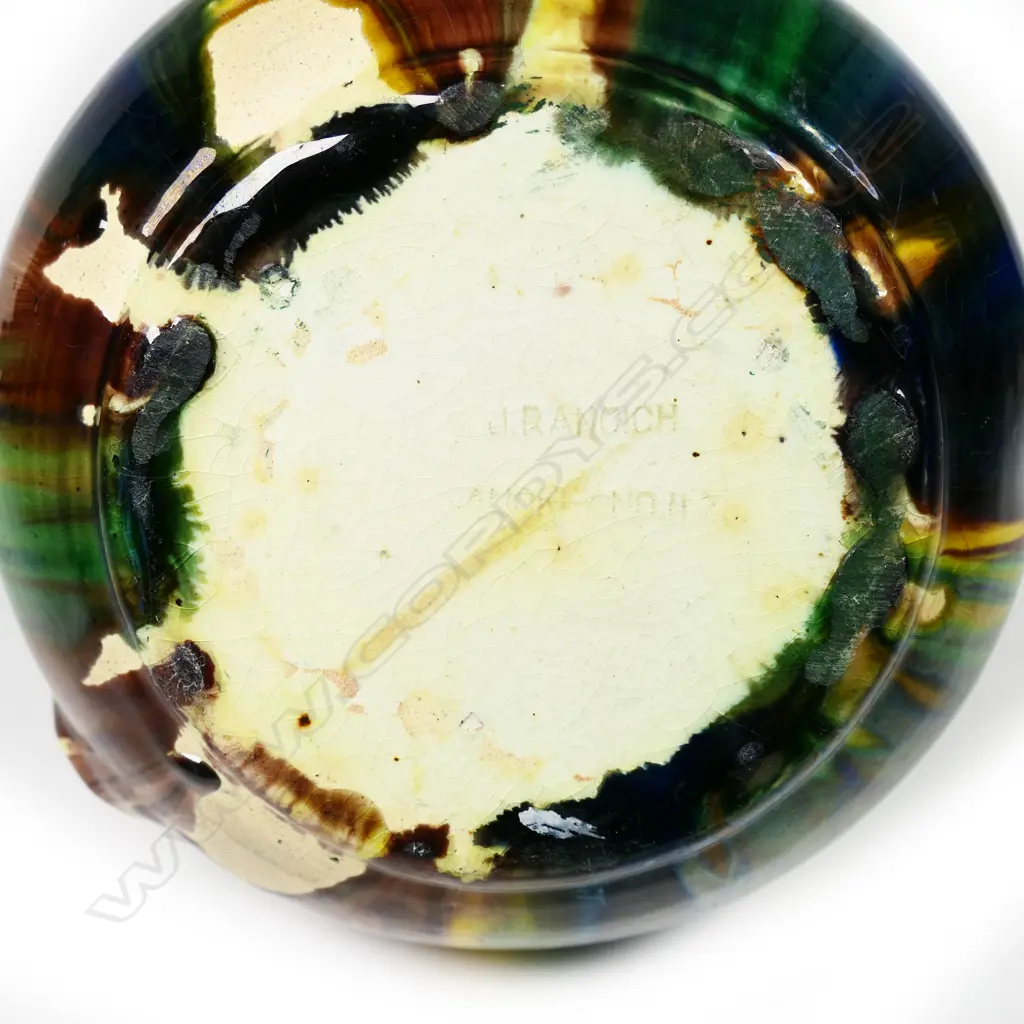 Jova Rancich (1888-1942) majolica glaze large squat jug small repair, Image 1++