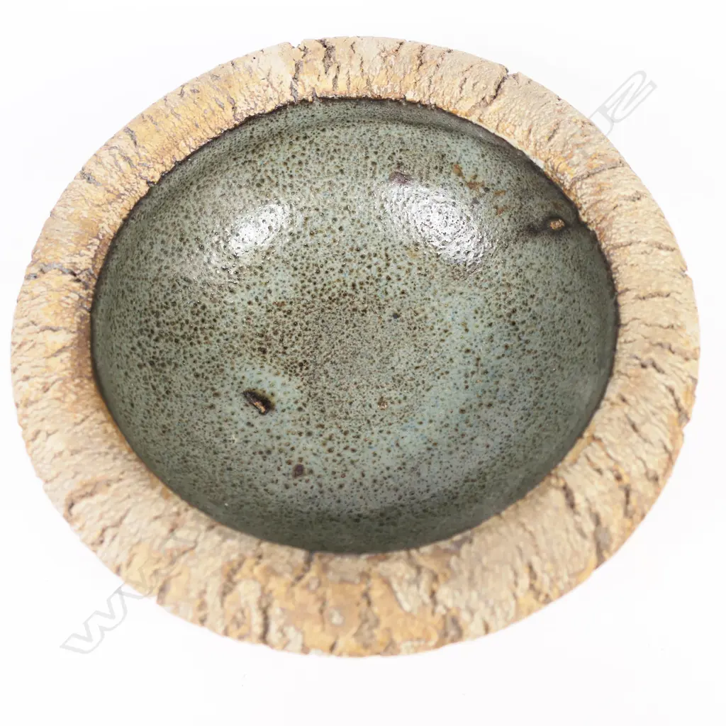 Len Castle small crater bowl with sea green interior. Dia 140mm. Image 1++