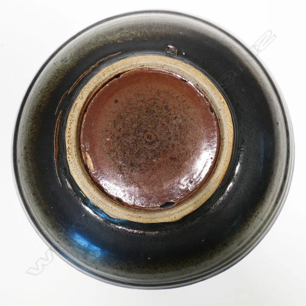 Len Castle aqua-green glazed circular dish. Dia.285mm. Image 1++