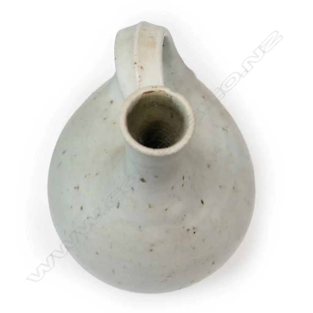 Len Castle pottery ceremonial pourer with strap handle and matt wood ash glaze Image 1++