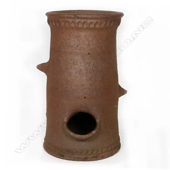 Attributed Brickell (1935 - 2016) dark brown terracotta unglazed 3 cup planter