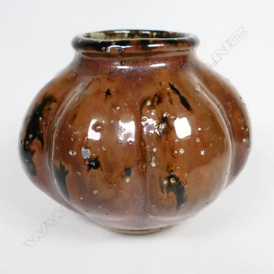 Barry Brickell squat lobed pottery vase