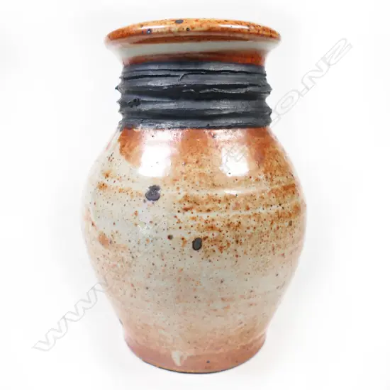 Peter Stichbury shino baluster vase with shino glaze