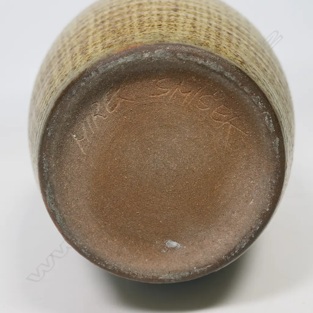 An early Mirek Smisek tall wine bottle. With two lugs Image 1++