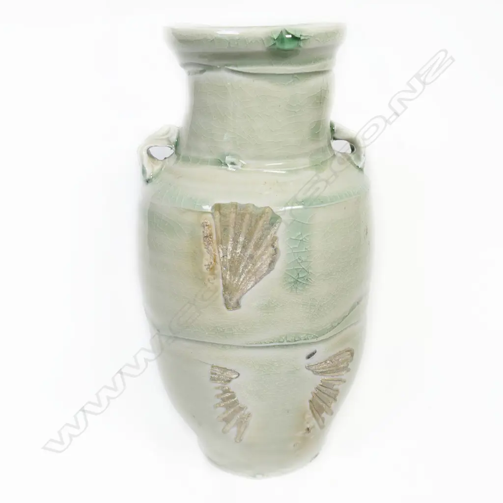 Chester Nealie urn shaped celadon glazed vase vase with handles Image 1++