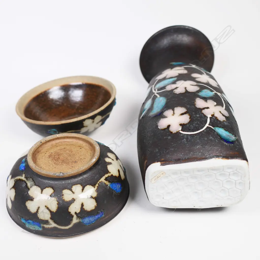 Two Graeme Storm c1970/80's pieces: a stoneware lidded box and porcelain vase Image 1++