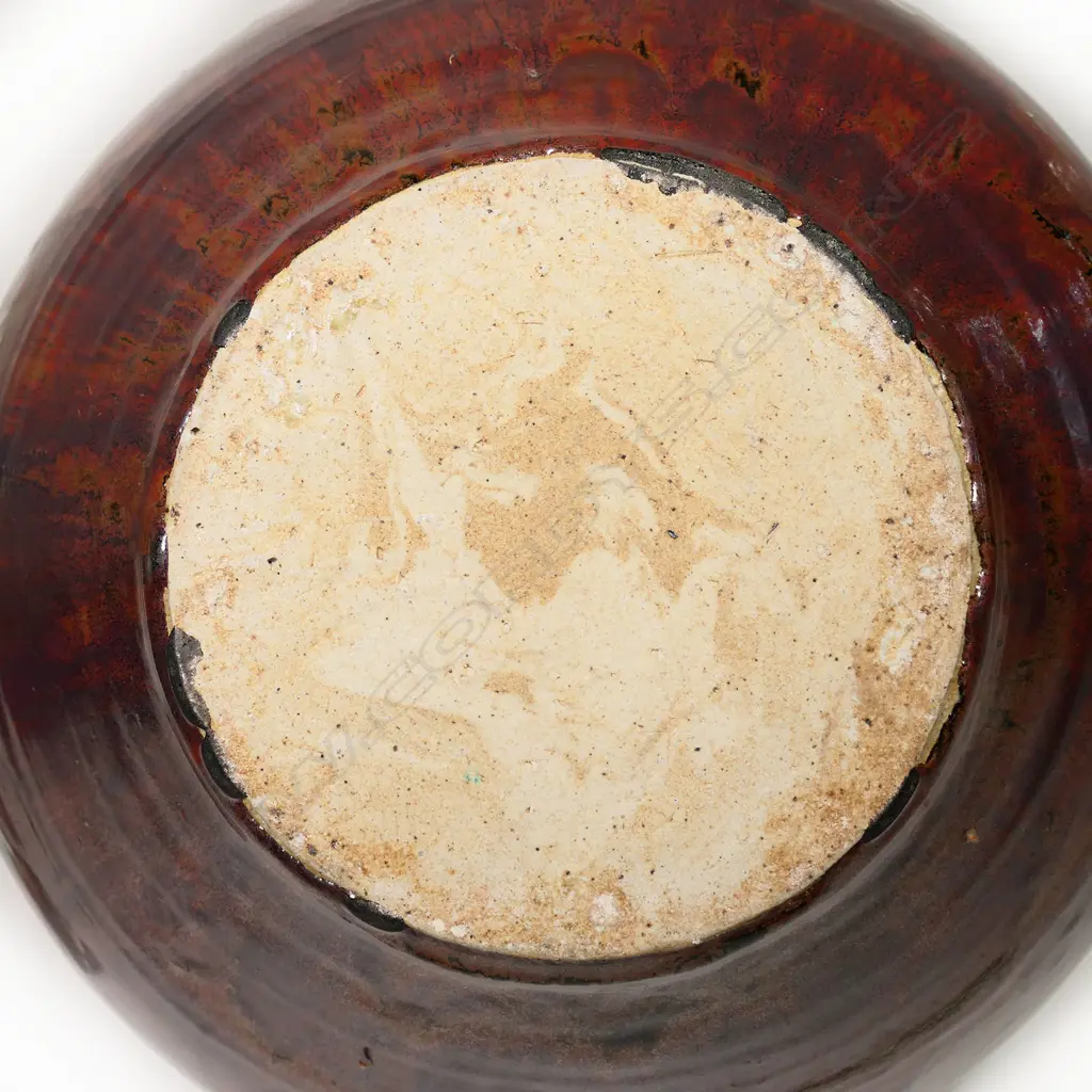 Nicholas Brandon very large ovid shaped 1970s floor pot. Brown tones with fern design. H.450mm. Image 1++