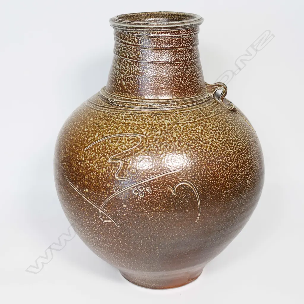 John Anderson large salt glazed floor pot. Ovid form Image 1++