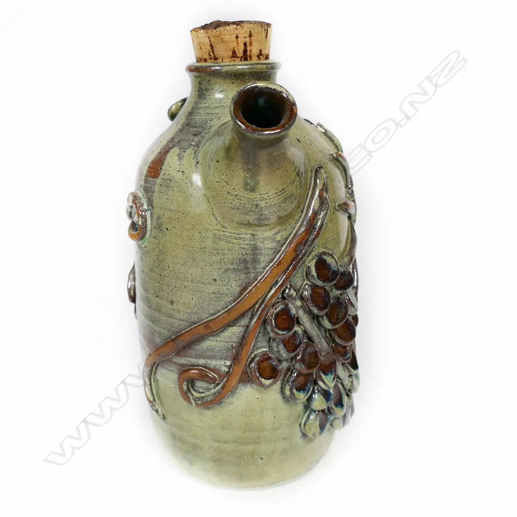 Betty Beadle formerly Crutcher (1924 - 2002) coffee pot w applied grape & sun motifs. H.200mm Image 1++