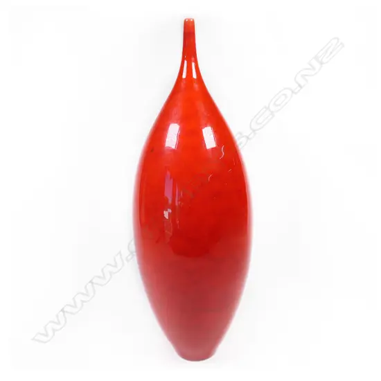 Peter Collis red glazed tall skittle bottle