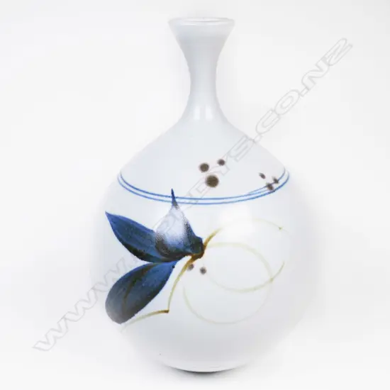 Peter Collis spherical specimen vase brushed decoration. H.205mm.