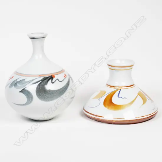 Two Peter Collis brushed decorated small vases. H's.120 & 80mm.