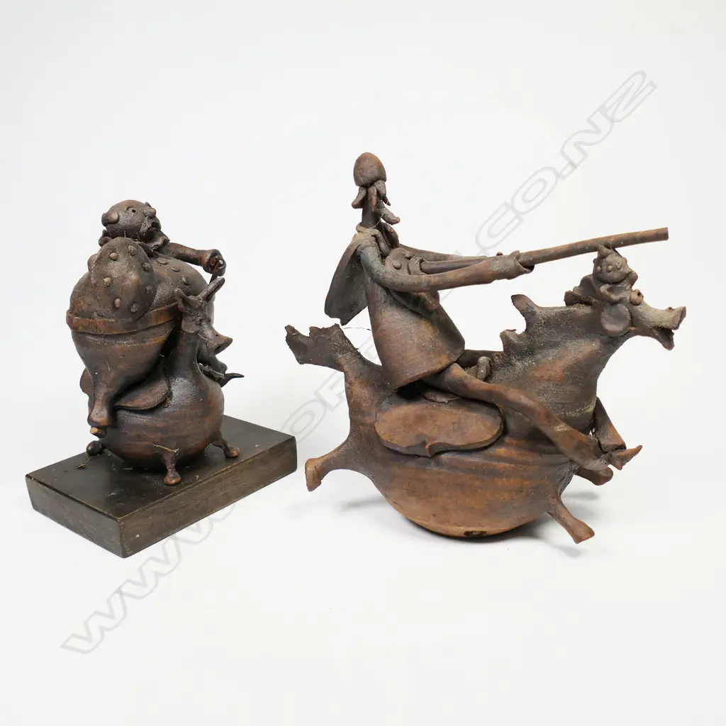 Two whimsical Ian Firth figural sculptures: Don Quixote & Sancho Panza Image 1++