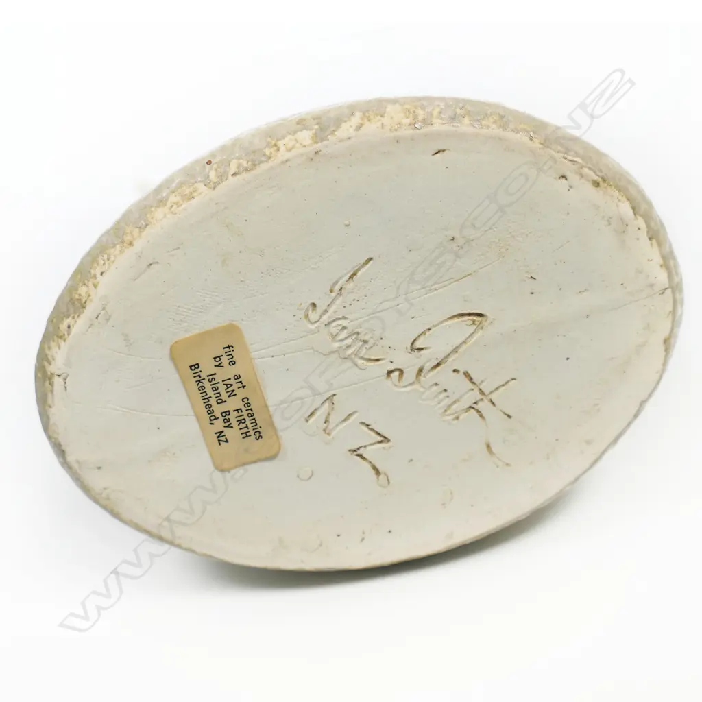 Ian Firthtall salt glaze vase with wings. Potter's sticker and incised signature to base. H.270mm Image 1++