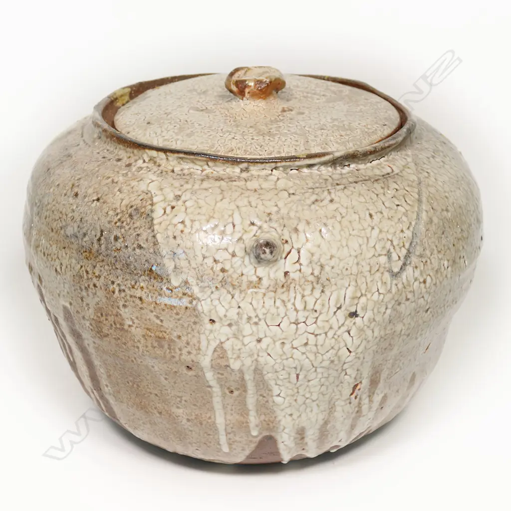 Elena Renker  substantial salt glazed lidded storage jar. H.250mm Image 1++