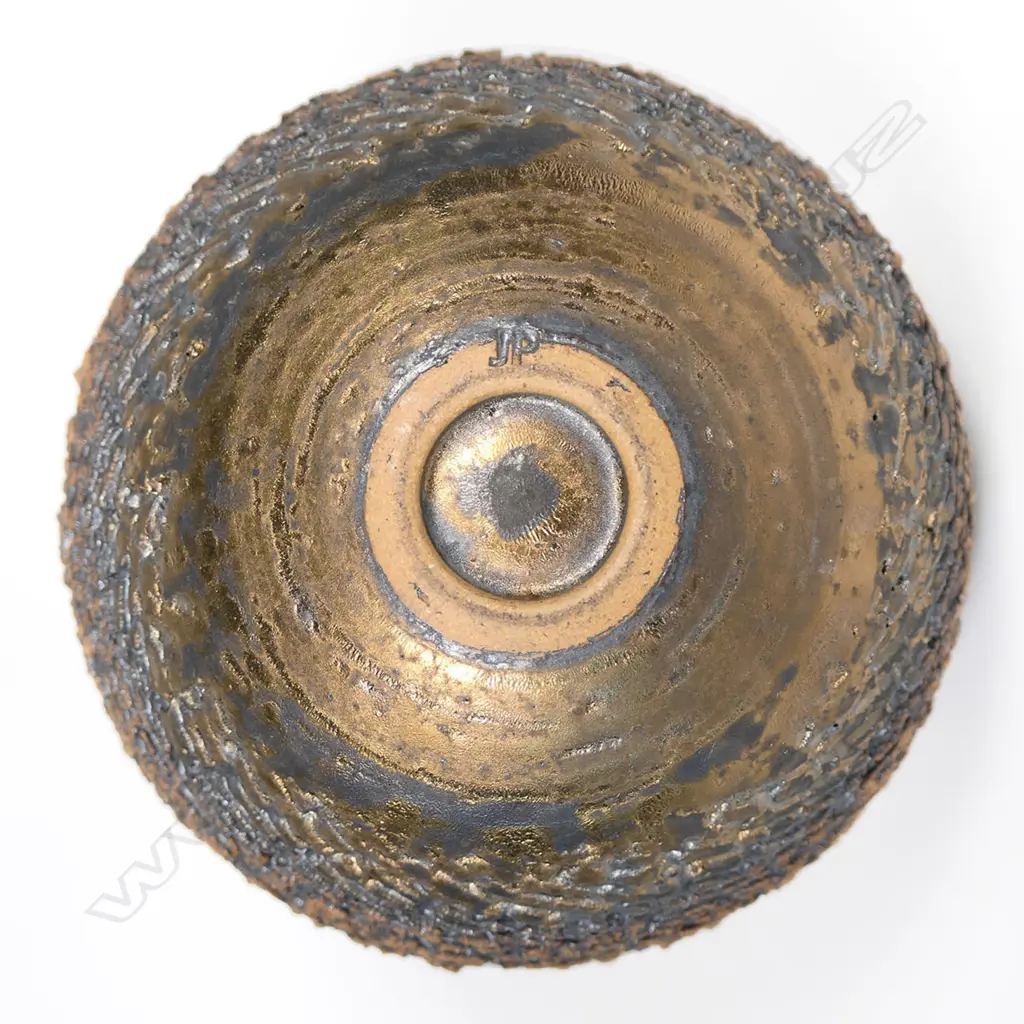 John Parker (1947-) copper/manganese metallic glaze specimen vase. H.155mm. Impressed mark a.f Image 1++