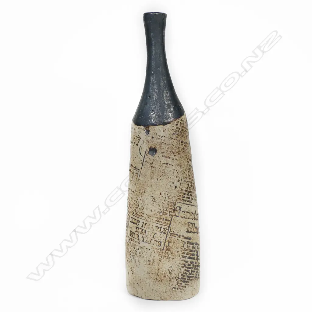 John Parker 'Nixon Bottle' decorated with impressed newsprint design Image 1++