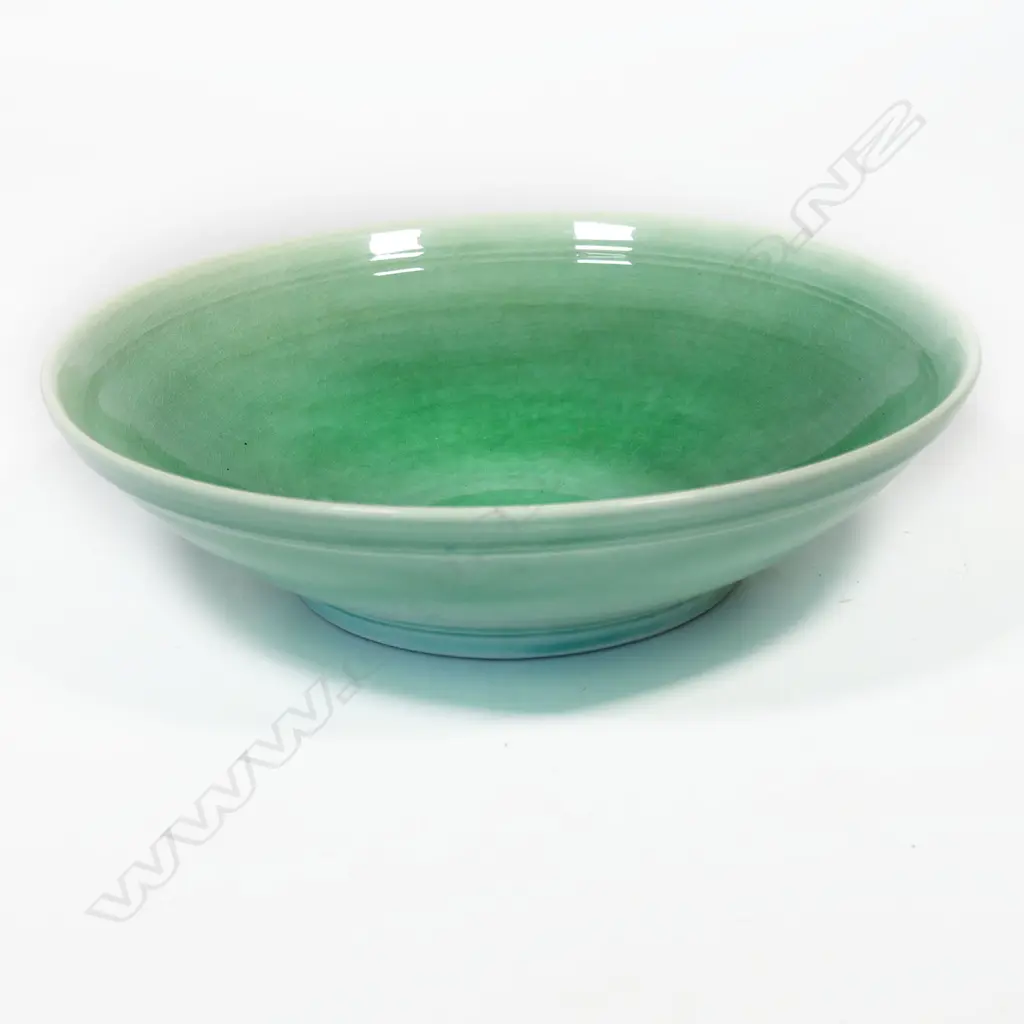 Andrew Van der Putten green glaze bowl. Dia.295mm. Image 1++