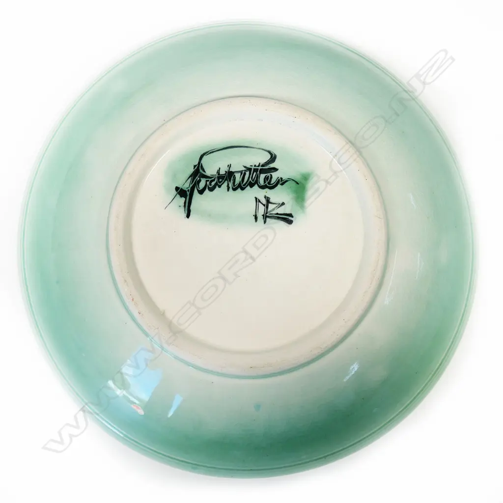 Andrew Van der Putten green glaze bowl. Dia.295mm. Image 1++