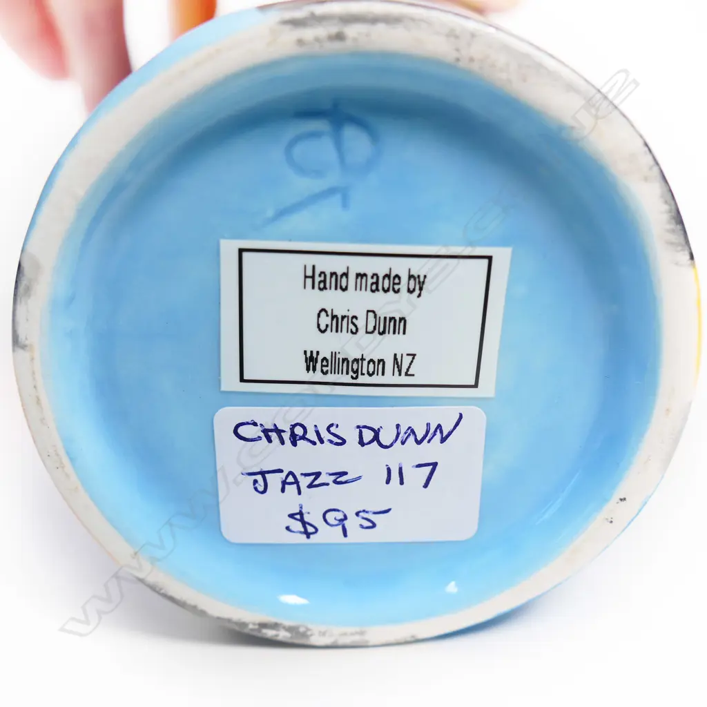 (F39) Chris Dunn  multi colored porcelain vase.H 190mm.Impressed mark at the base Image 1++
