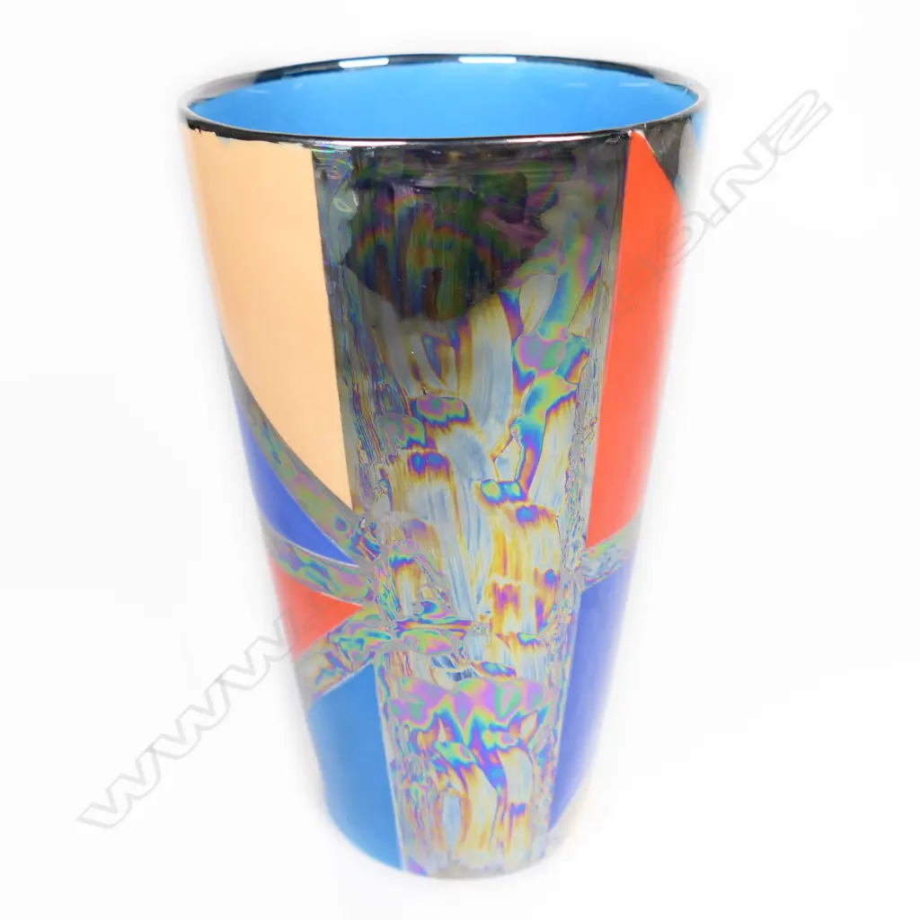 (F39) Chris Dunn  multi colored porcelain vase.H 190mm.Impressed mark at the base Image 1++