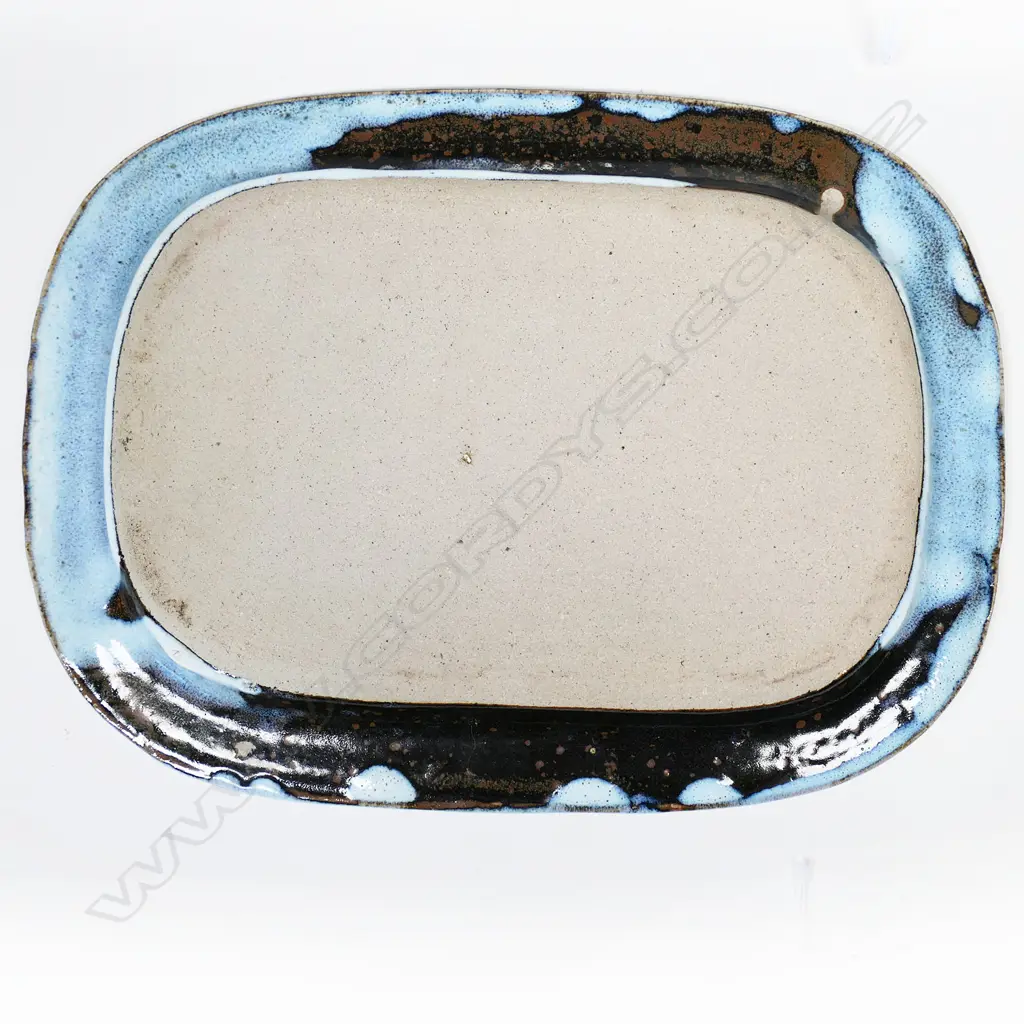 Two Ennis Oliver dishes, pale blue with floral motif, Dia. 240mm & 310 x 230mm Image 1++