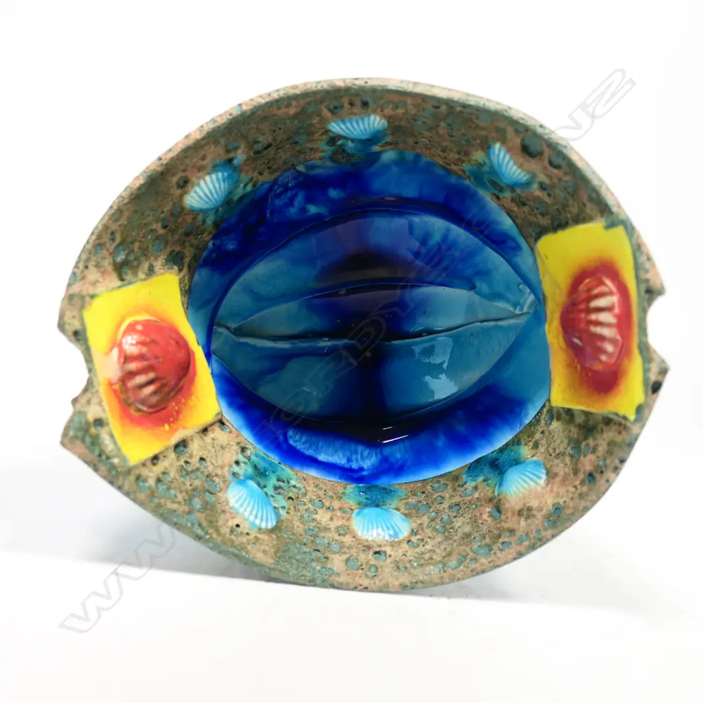 Katie Gold 'The volcanic standing cup'. H 500mm. Bowl on spiraled plinth. Blue Image 1++