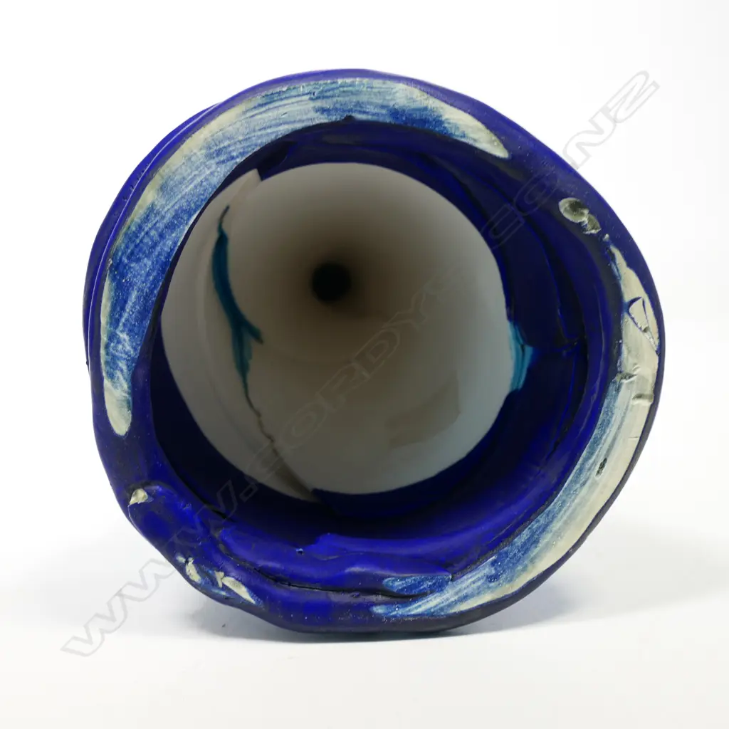 Katie Gold 'The volcanic standing cup'. H 500mm. Bowl on spiraled plinth. Blue Image 1++
