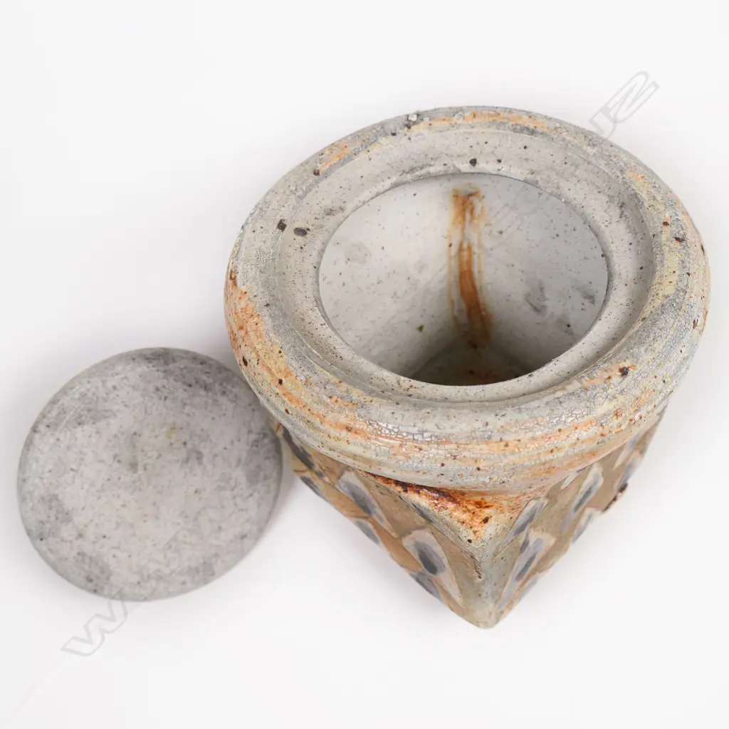 Ted Kindleysides square sided jar on 4 column feet Image 1++