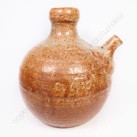 Don Thornley bulbous shaped jug. Shino glaze. H.200mm.