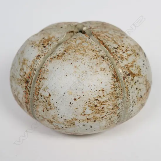 Alan Wallwork (1931-2019)stoneware sculpted see egg (kina). Incised potter's mark to base. Dia.110mm.