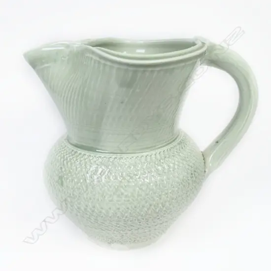 Ross Mitchell-Anyon celadon glazed jug. Textured body