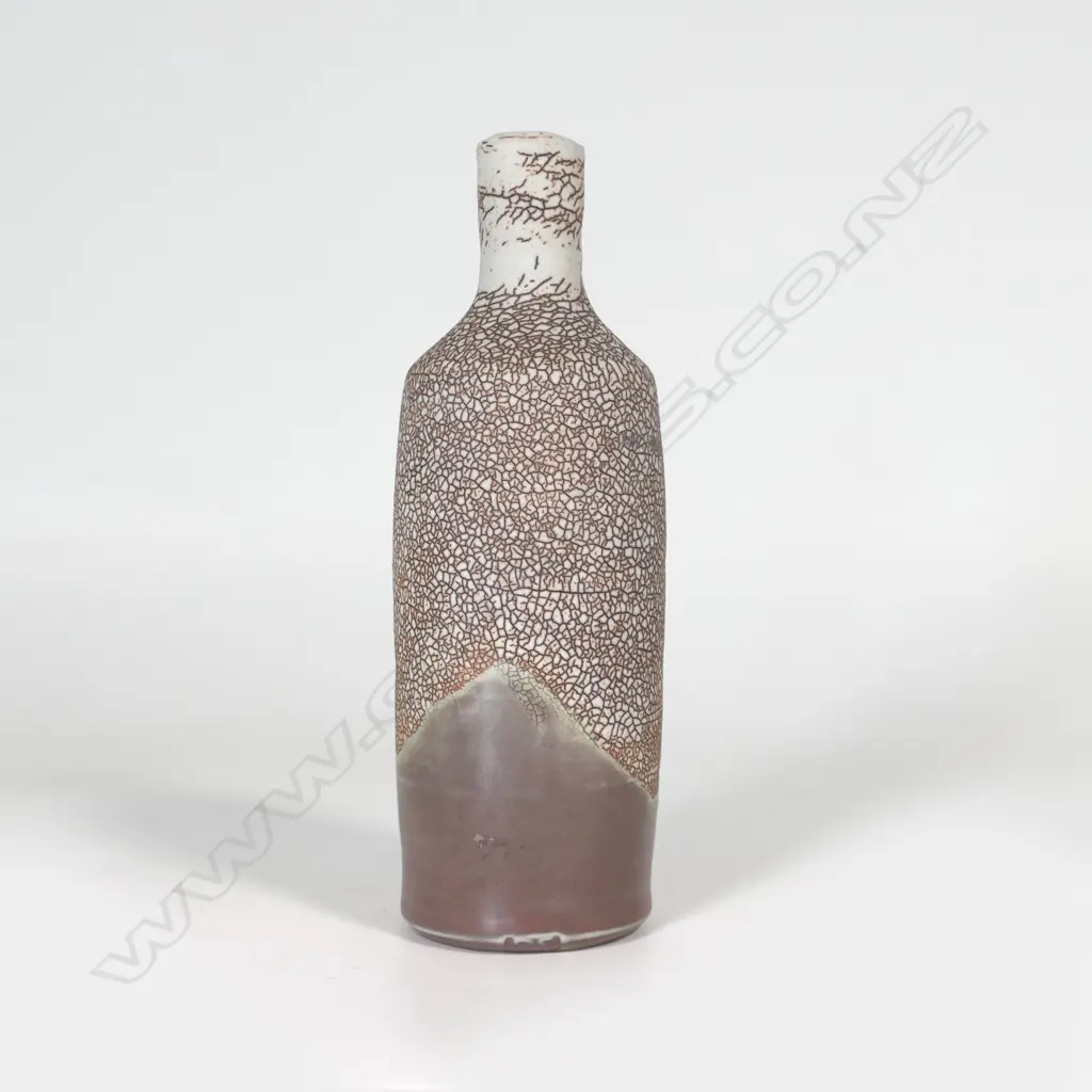 Peter Shearer cylinder vase part crackle glaze. H.180mm Image 1++