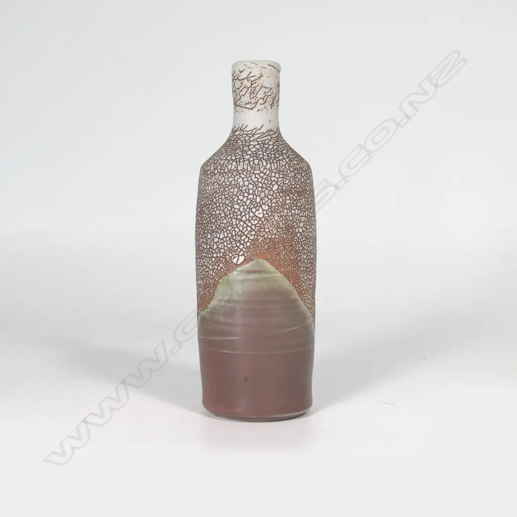 Peter Shearer cylinder vase part crackle glaze. H.180mm Image 1++