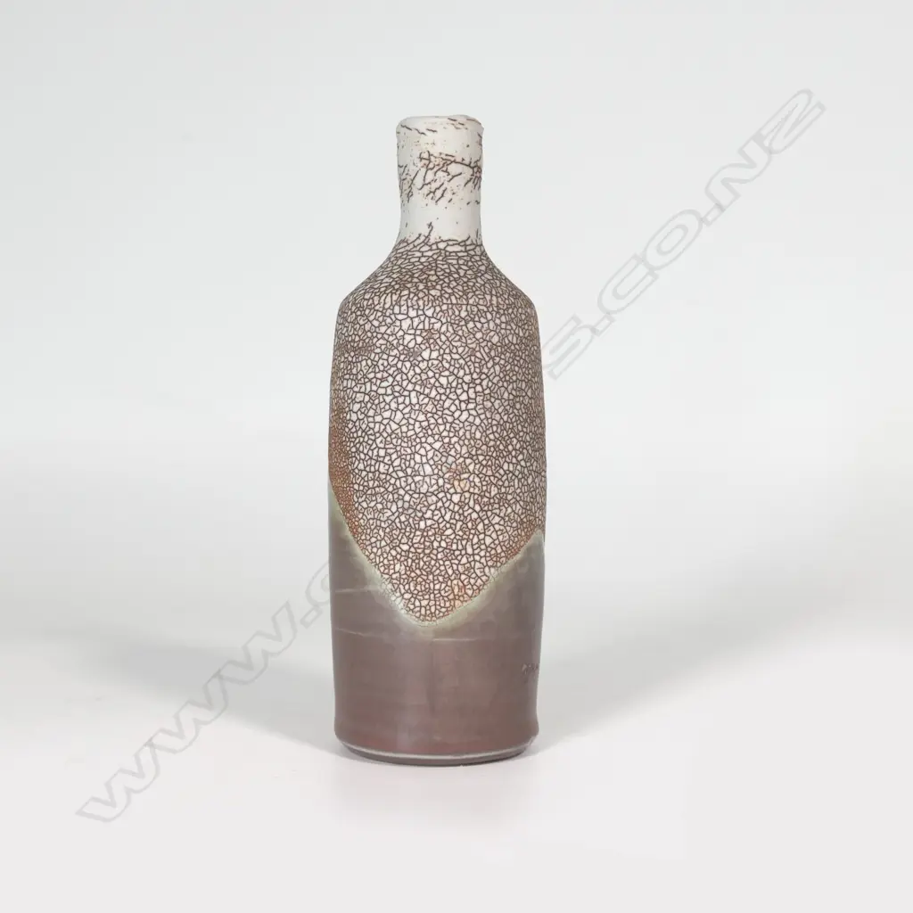 Peter Shearer cylinder vase part crackle glaze. H.180mm Image 1++