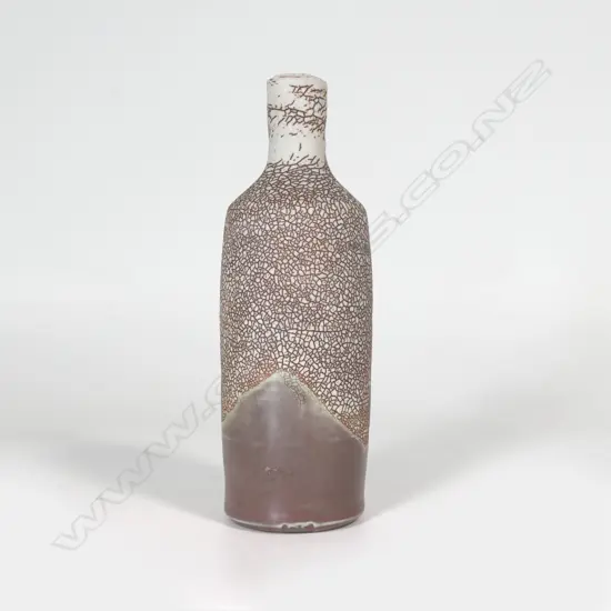 Peter Shearer cylinder vase part crackle glaze. H.180mm