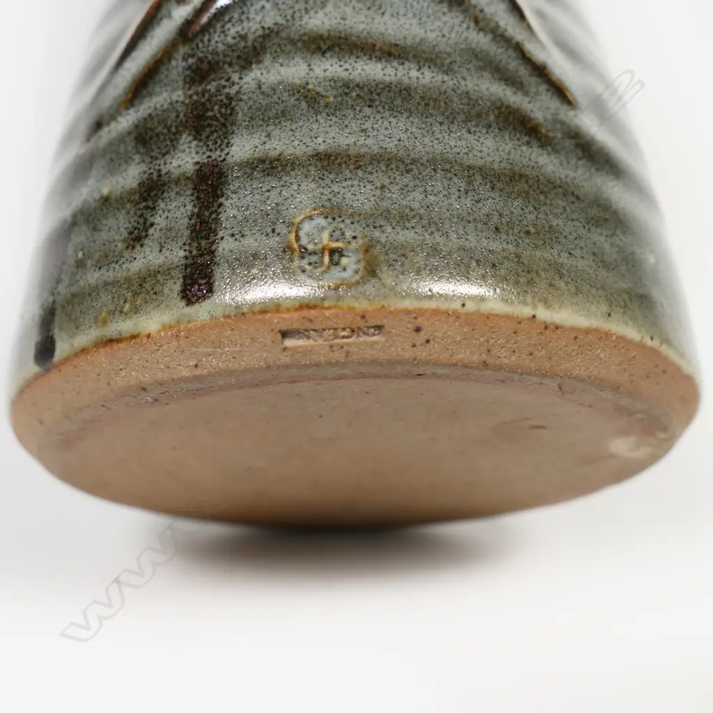 Bernard Leach standard ware  (St Ives) UK (1887-1979) large Grey/green glazed stoneware jug. H. 220mm. Image 1++