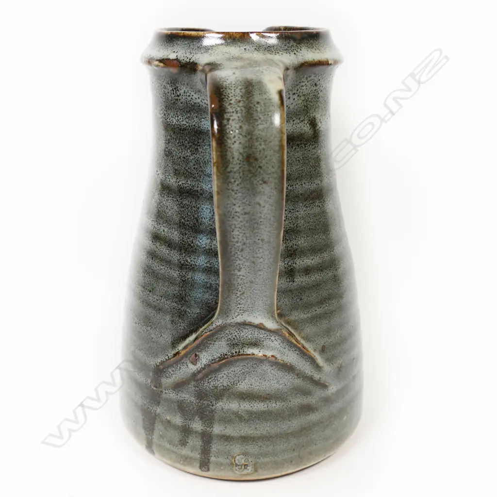 Bernard Leach standard ware  (St Ives) UK (1887-1979) large Grey/green glazed stoneware jug. H. 220mm. Image 1++