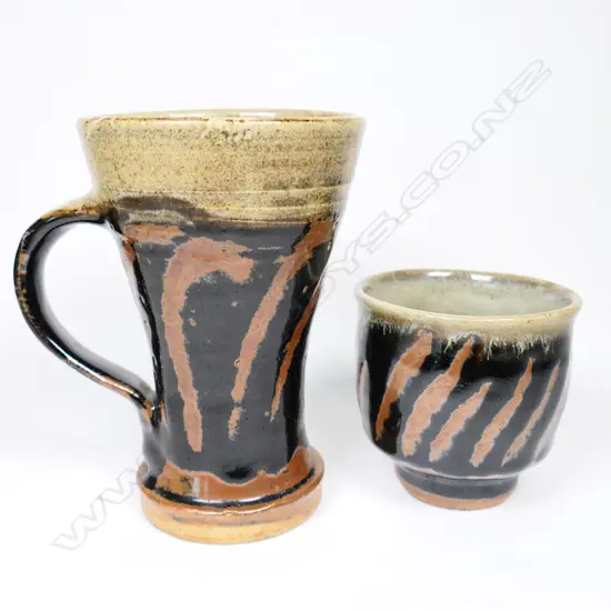 Two Shoji Hamada attributed pieces: Mug & Yunomi (tea cup)