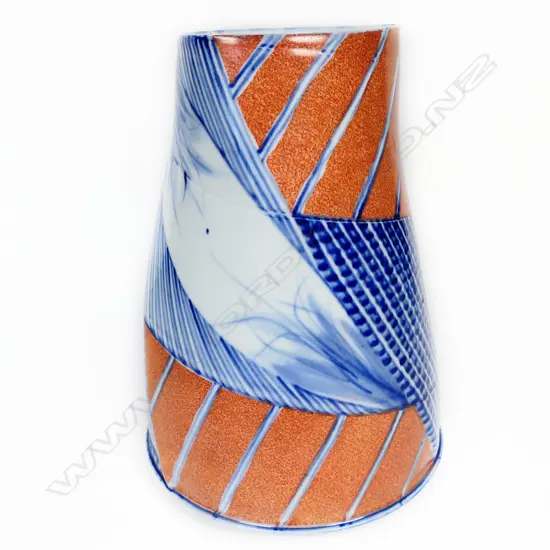 Kevin White (AU) red blue & white porcelain vase