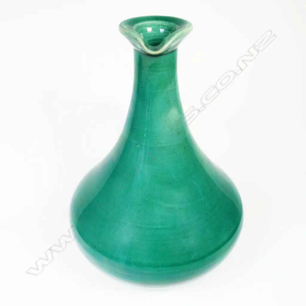 Peter Hutson N.Z. colonial green glazed pottery wine ewer Image 1++