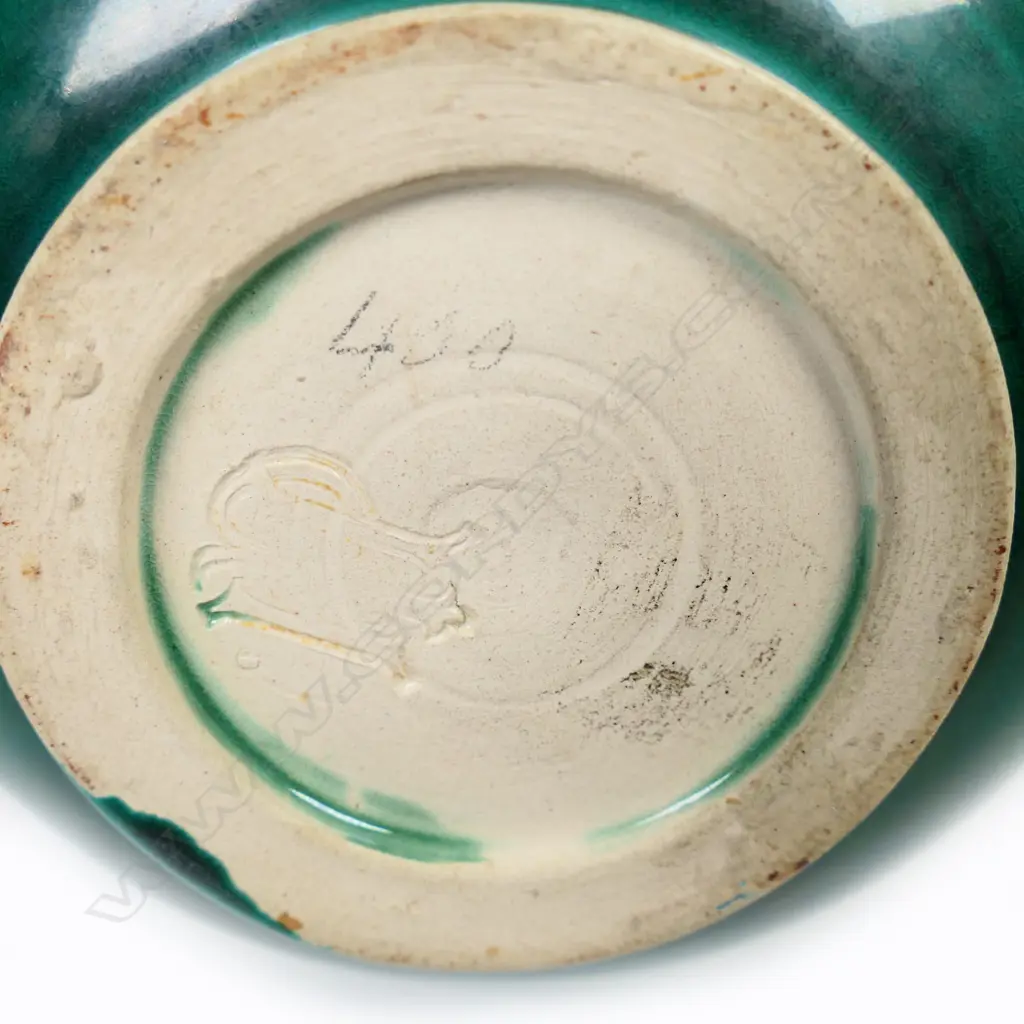 Peter Hutson N.Z. colonial green glazed pottery wine ewer Image 1++