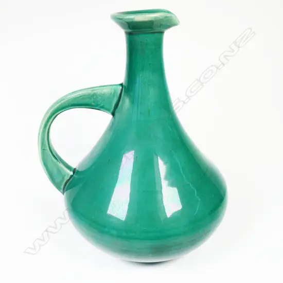 Peter Hutson N.Z. colonial green glazed pottery wine ewer