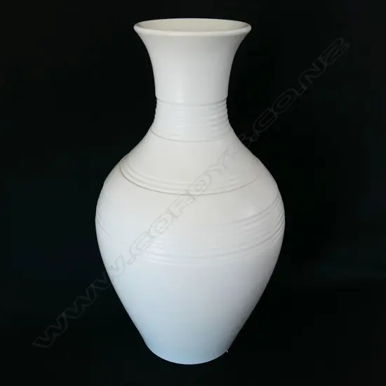 A rare Crown Lynn Hand Potted large satin white glaze vase