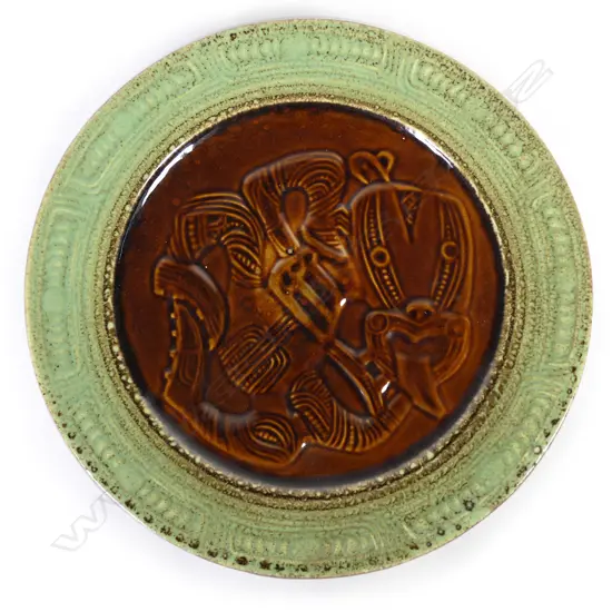A Crown Lynn Wharetana Maori Art Pottery "Hei Tiki' wall 'plaque',