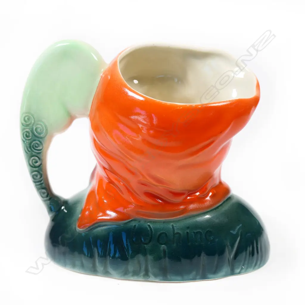 Titian Studio Wahine Jug w remains original silver label affixed to patu handle. H.125mm Image 1++