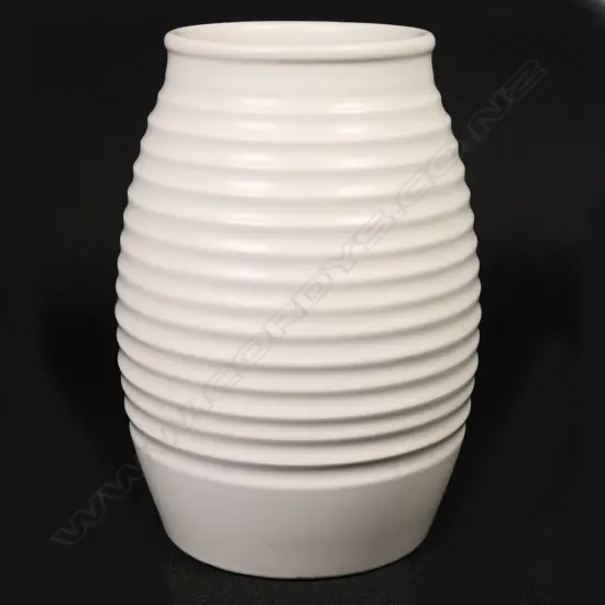 Keith Murray small ribbed vase in Moonstone glaze