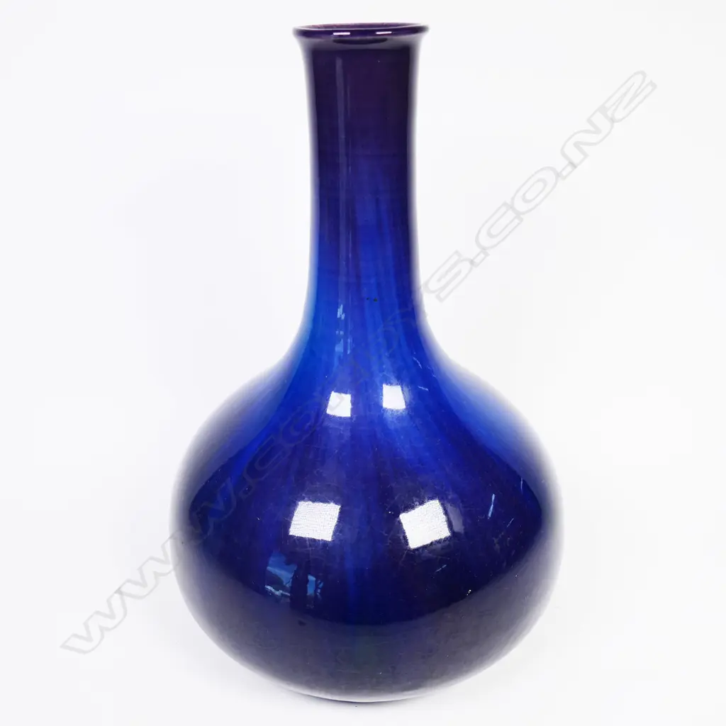 An early 1900s Ashby Guild vase bottle form in cobalt blue glaze Image 1++