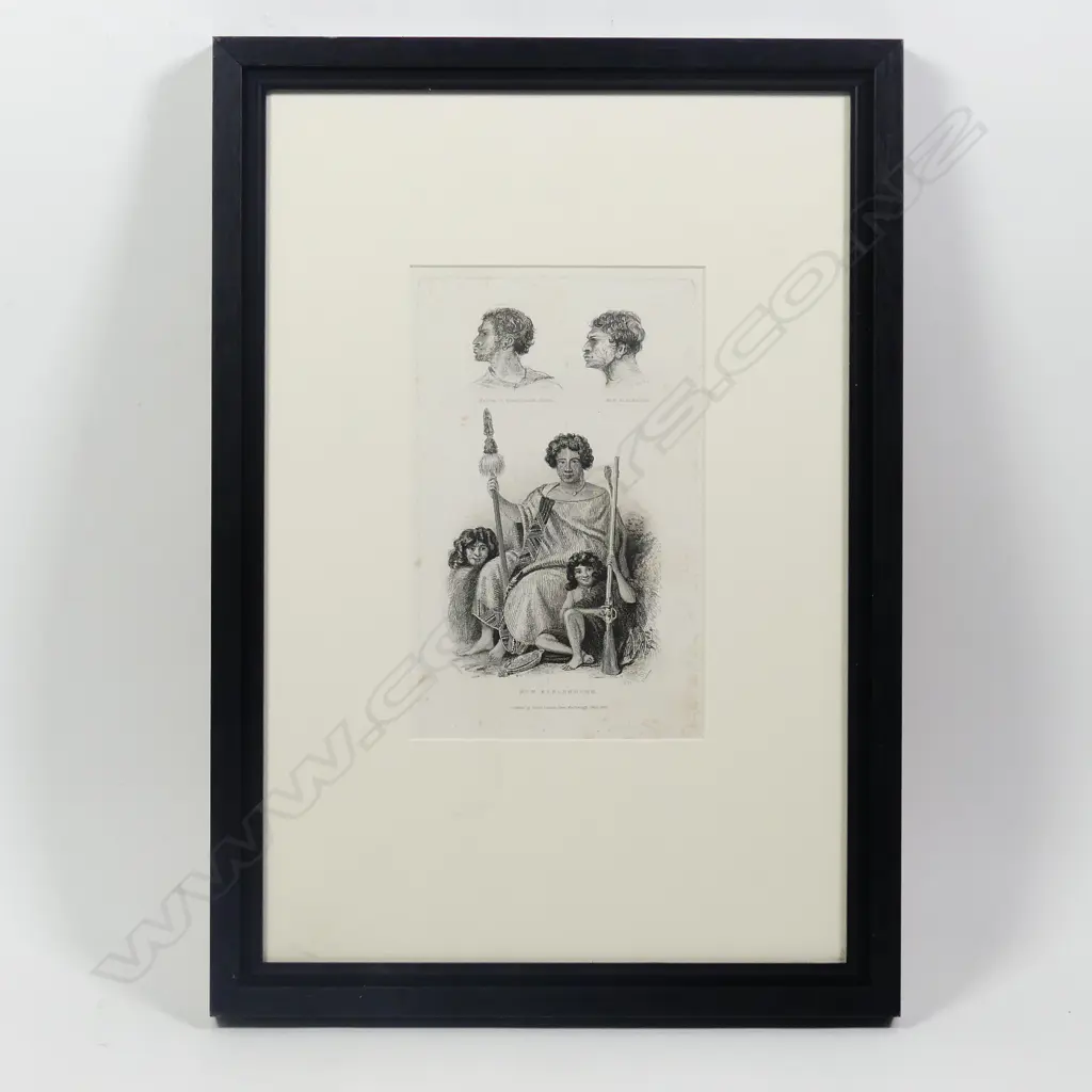 A steel engraving by T. Landseer after watercolours by Augustus Earle (1793-1838) 'New Zealanders / native of King George Sound / New Zealander' Image 1++