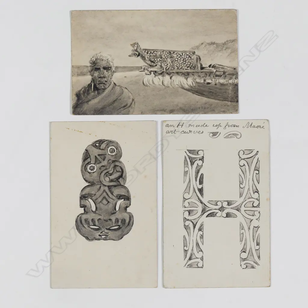 Major-General Horatio Gordon Robley (1840-1930) three works on card Image 1++